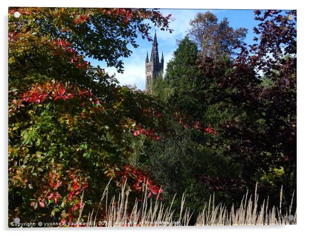 Glasgow University from Kelvingrove Park in autumn Acrylic by yvonne & paul carroll