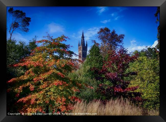 Glasgow University in autumn from Kelvingrove Park Framed Print by yvonne & paul carroll