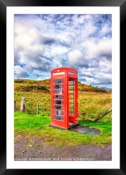 Red phone box Skye Framed Mounted Print by Rosaline Napier