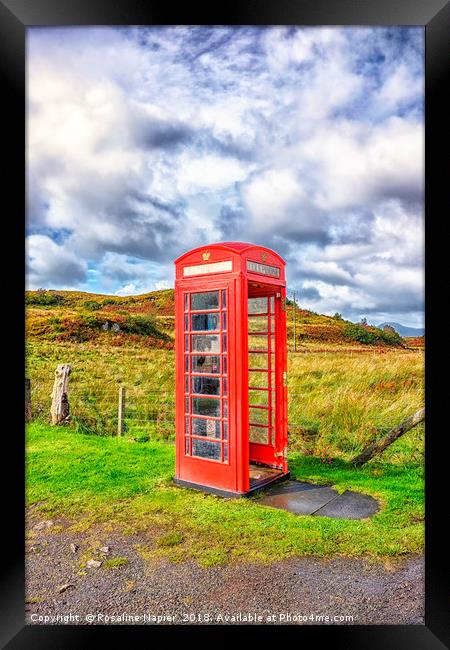 Red phone box Skye Framed Print by Rosaline Napier