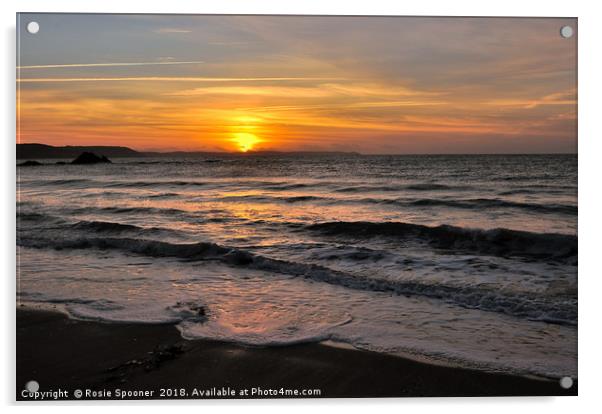Sunrise view from Looe Beach in Cornwall Acrylic by Rosie Spooner