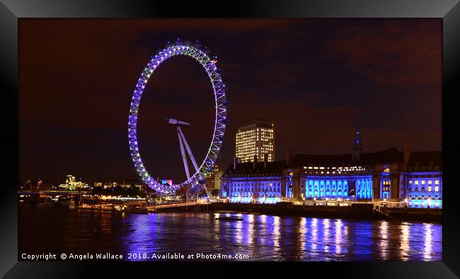 The London eye at night                 Framed Print by Angela Wallace