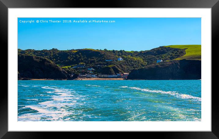 Llangrannog from The sea. Framed Mounted Print by Chris Thaxter