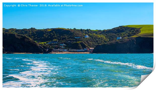 Llangrannog from The sea. Print by Chris Thaxter