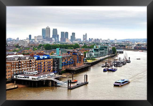 London Skyline Canary Wharf River Thames Framed Print by Andy Evans Photos