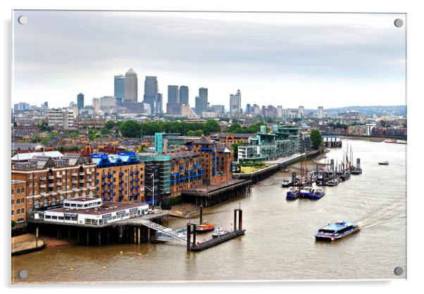 London Skyline Canary Wharf River Thames Acrylic by Andy Evans Photos