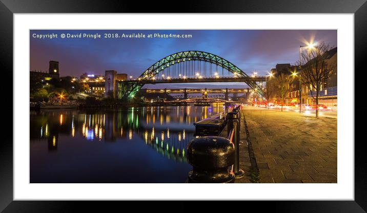 Tyne Bridge at Night Framed Mounted Print by David Pringle