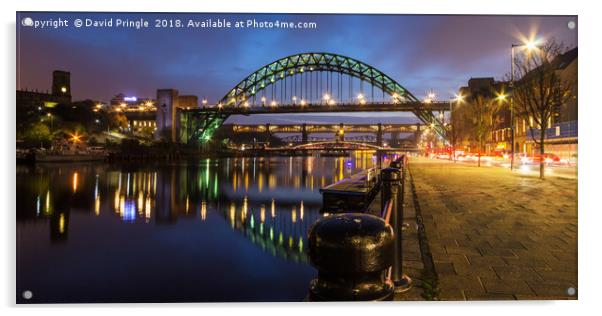 Tyne Bridge at Night Acrylic by David Pringle