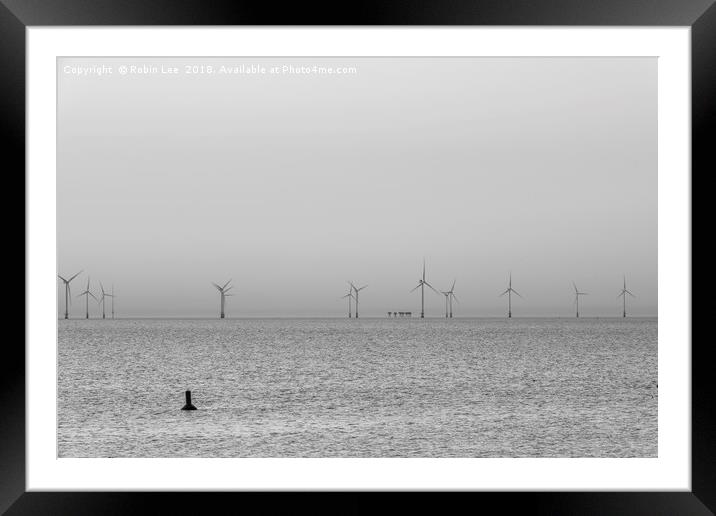 Wind farm and Maunsell Army Forts off Herne Bay  Framed Mounted Print by Robin Lee