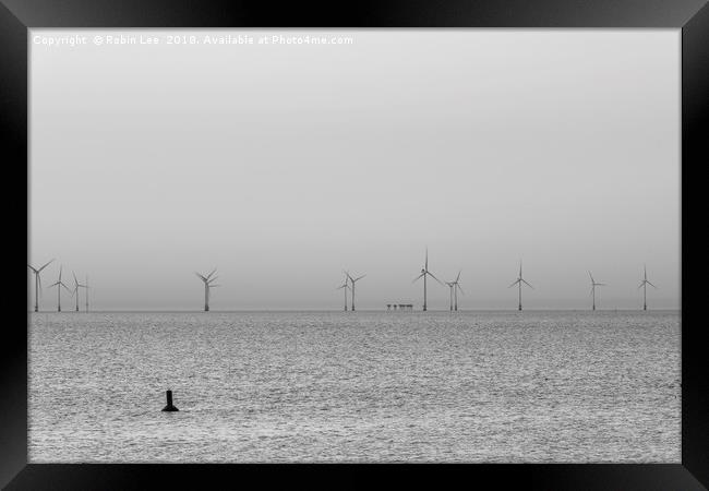 Wind farm and Maunsell Army Forts off Herne Bay  Framed Print by Robin Lee