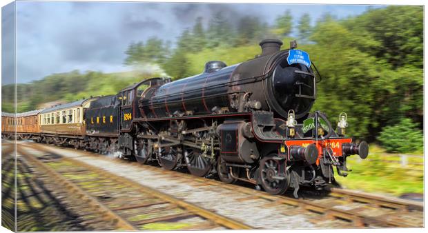 Class B1 steam loco 1264 approaches Levisham Canvas Print by Rob Lester