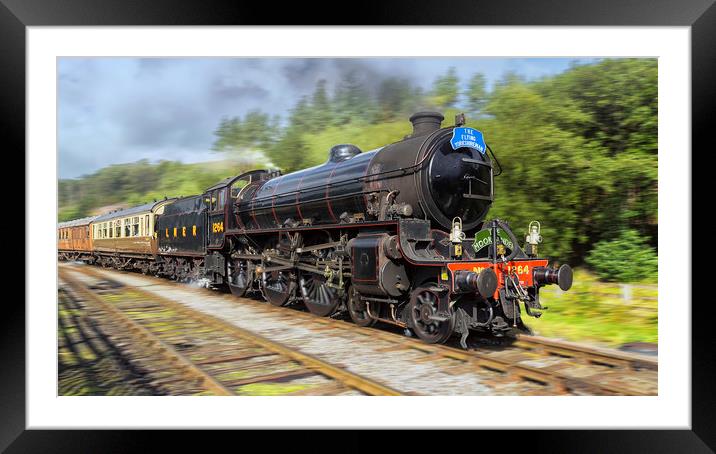 Class B1 steam loco 1264 approaches Levisham Framed Mounted Print by Rob Lester