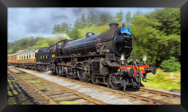 Class B1 steam loco 1264 approaches Levisham Framed Print by Rob Lester