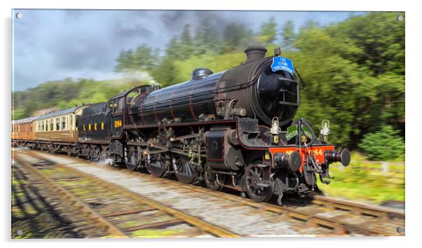 Class B1 steam loco 1264 approaches Levisham Acrylic by Rob Lester