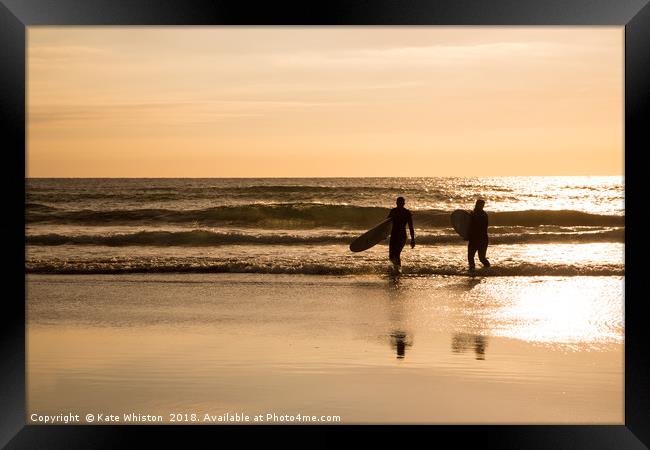Sunset Surfers Framed Print by Kate Whiston