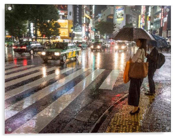 Rain In Tokyo Acrylic by Clive Eariss