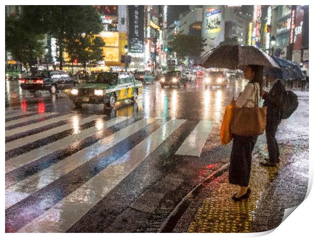 Rain In Tokyo Print by Clive Eariss