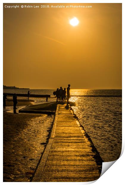 Margate Beach Golden Hour Silhouette Print by Robin Lee