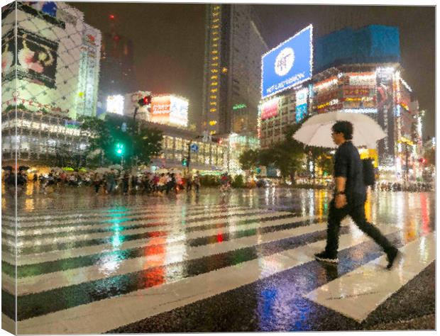 Crossing Alone Shibuya Canvas Print by Clive Eariss