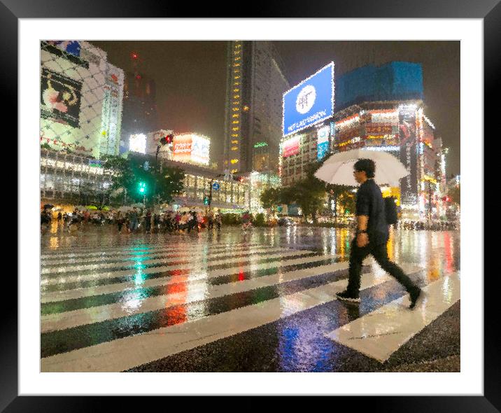 Crossing Alone Shibuya Framed Mounted Print by Clive Eariss