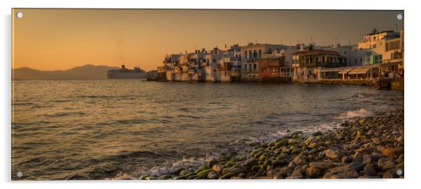 Mykonos Town from the shore Acrylic by Naylor's Photography
