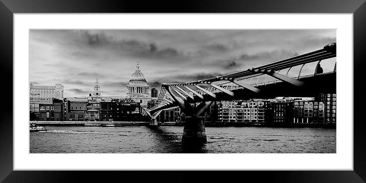 St Paul's Cathedral and Millennium Bridge Framed Mounted Print by peter tachauer