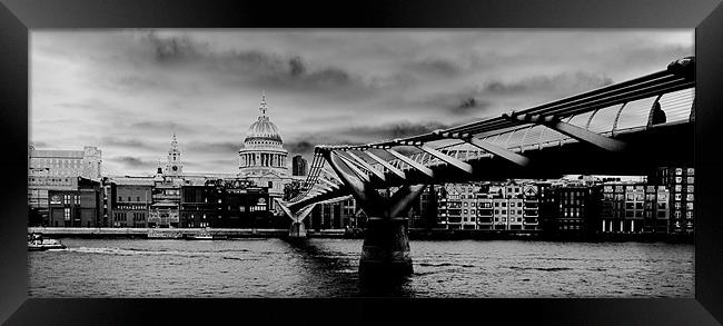 St Paul's Cathedral and Millennium Bridge Framed Print by peter tachauer