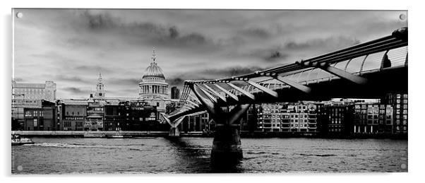 St Paul's Cathedral and Millennium Bridge Acrylic by peter tachauer