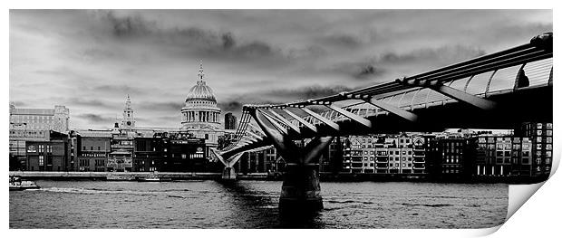 St Paul's Cathedral and Millennium Bridge Print by peter tachauer