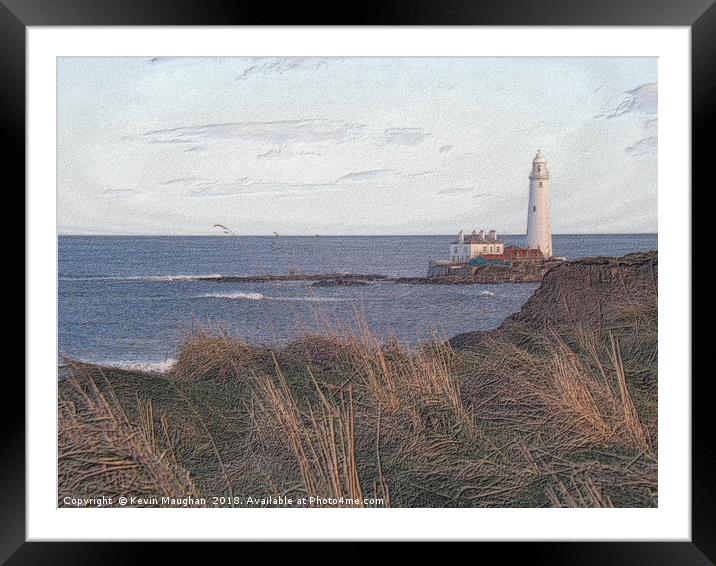 St Marys Lighthouse Whitley Bay North Tyneside Framed Mounted Print by Kevin Maughan