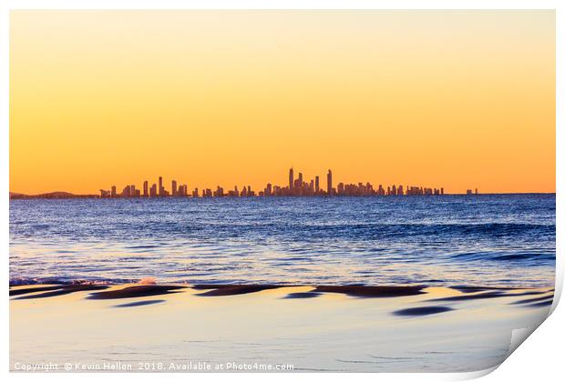 Sunset over Surfers Paradise Print by Kevin Hellon