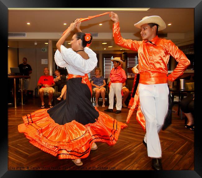 Costa Rican Folk Dance  Framed Print by Carole-Anne Fooks