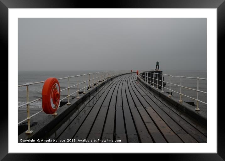 Whitby Pier                    Framed Mounted Print by Angela Wallace