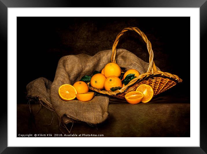 Oranges still life Framed Mounted Print by Angela H
