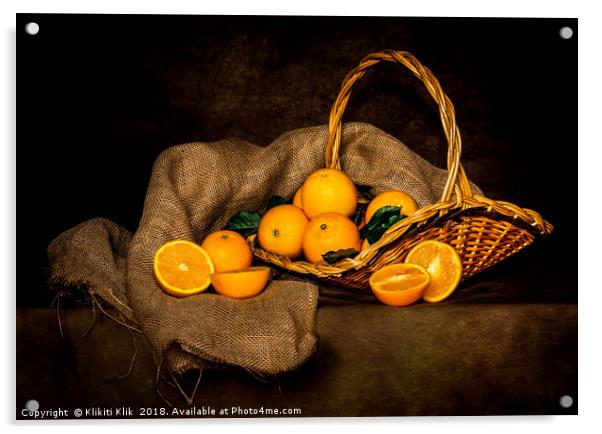 Oranges still life Acrylic by Angela H