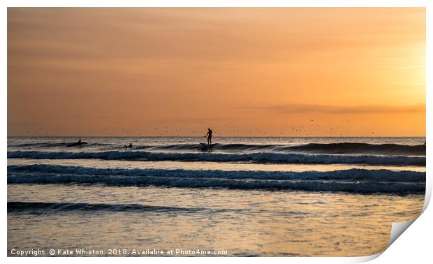 Sunset Paddle Boarder Print by Kate Whiston