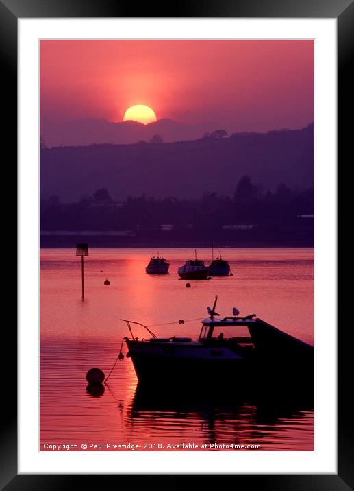 Sunset on the Teign Estuary Framed Mounted Print by Paul F Prestidge
