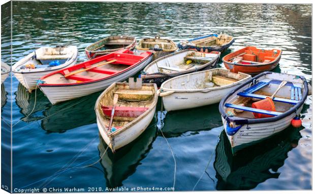 Mevagissey Cornwall rowing boats Canvas Print by Chris Warham