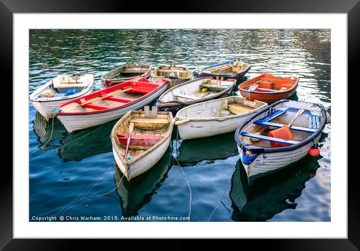 Mevagissey Cornwall rowing boats Framed Mounted Print by Chris Warham