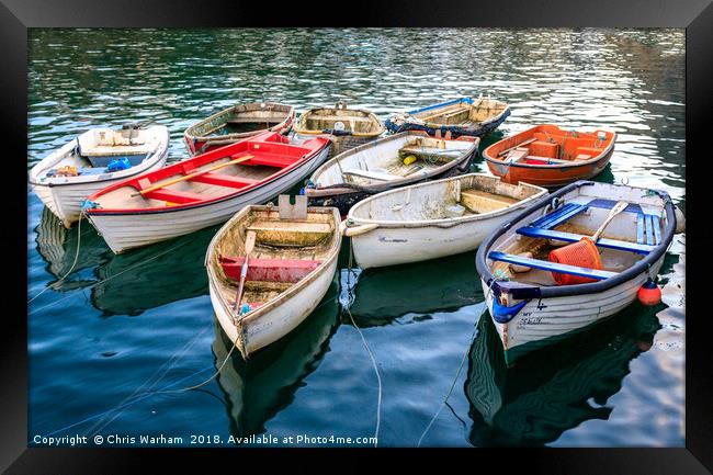 Mevagissey Cornwall rowing boats Framed Print by Chris Warham