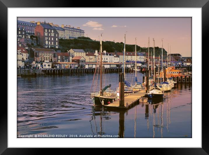 "Evening Light on Whitby Harbour" Framed Mounted Print by ROS RIDLEY