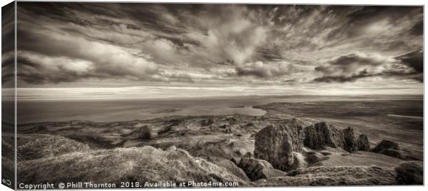 View from the top of the Needle Rock, Isle of Skye Canvas Print by Phill Thornton