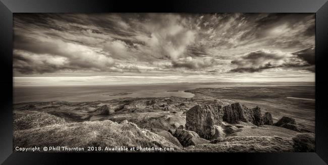 View from the top of the Needle Rock, Isle of Skye Framed Print by Phill Thornton