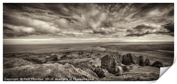 View from the top of the Needle Rock, Isle of Skye Print by Phill Thornton