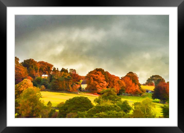 Autumnal Sunrise Painterly Framed Mounted Print by Steve Purnell