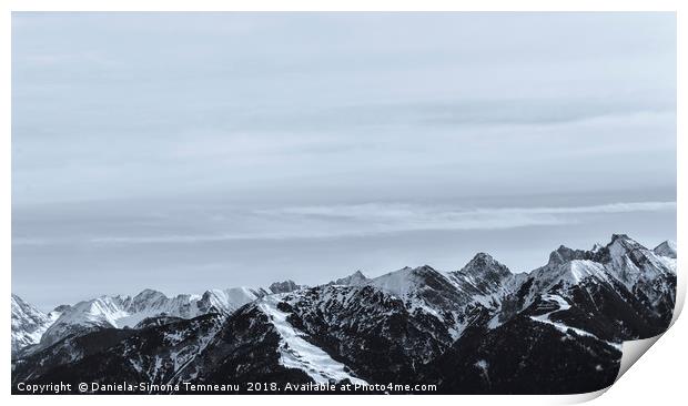Snow-capped mountain monochrome Print by Daniela Simona Temneanu