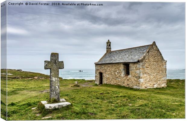  Against the Storm the Chapel of St Samson  Canvas Print by David Forster