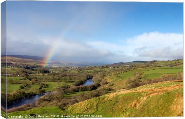 Rainbow and the Eye of Storm Doris Over Teesdale Canvas Print by David Forster
