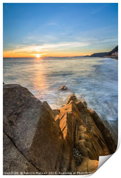 Sunset over the sea Print by Fabrizio Malisan