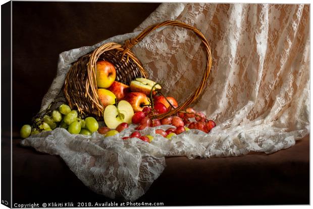 Grapes and apples Canvas Print by Angela H